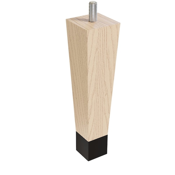 Designs Of Distinction 6" Square Tapered Leg with bolt and 1" Brushed Aluminum Ferrule - Hardwood 01241006MABA6 - main